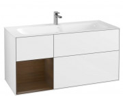 Тумба под раковину Villeroy & Boch Finion 119,6х49,8 см с подсветкой МДФ глянцевый белый лак/шпон грецкого ореха F060GNGF