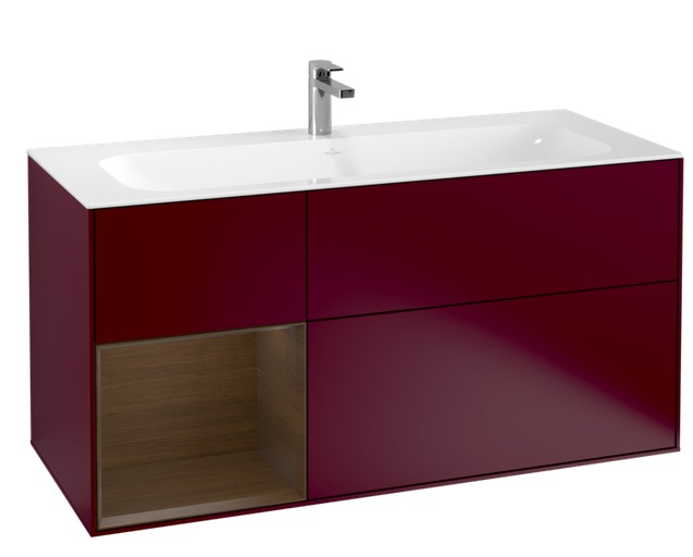 Тумба під раковину Villeroy & Boch Finion 119,6х49,8 см з підсвічуванням МДФ півонія матовий лак/шпон волоського горіха F060GNHB