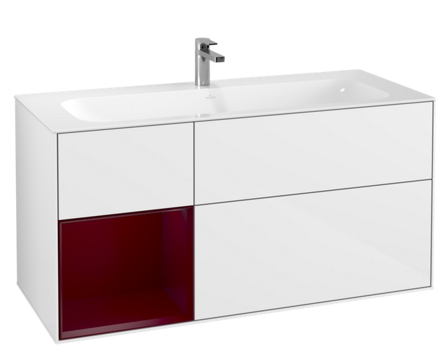 Тумба под раковину Villeroy & Boch Finion 119,6х49,8 см с подсветкой МДФ глянцевый белый лак/пион матовый лак F060HBGF