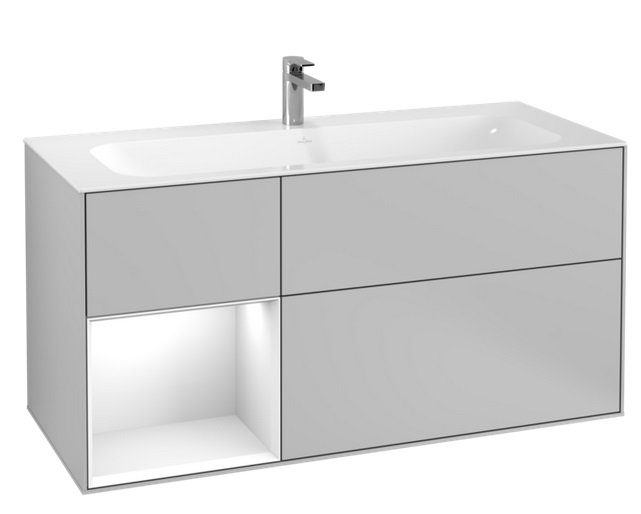 Тумба под раковину Villeroy & Boch Finion 119,6х49,8 см с подсветкой МДФ светло-серый матовый лак/глянцевый белый лак F060GFGJ