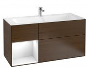 Тумба під раковину Villeroy & Boch Finion 119,6х49,8 см з підсвічуванням ДСП шпон волоського горіха/глянсовий білий лак F060GFGN