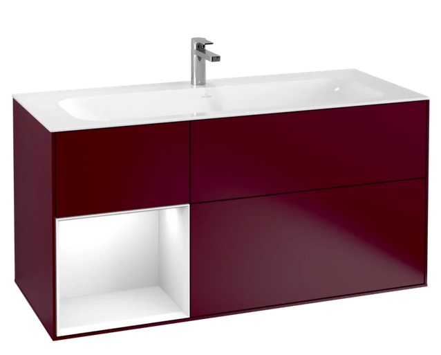 Тумба под раковину Villeroy & Boch Finion 119,6х49,8 см с подсветкой МДФ пион матовый лак/глянцевый белый лак F060GFHB