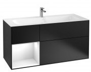 Тумба под раковину Villeroy & Boch Finion 119,6х49,8 см с подсветкой МДФ черный матовый лак/глянцевый белый лак F060GFPD