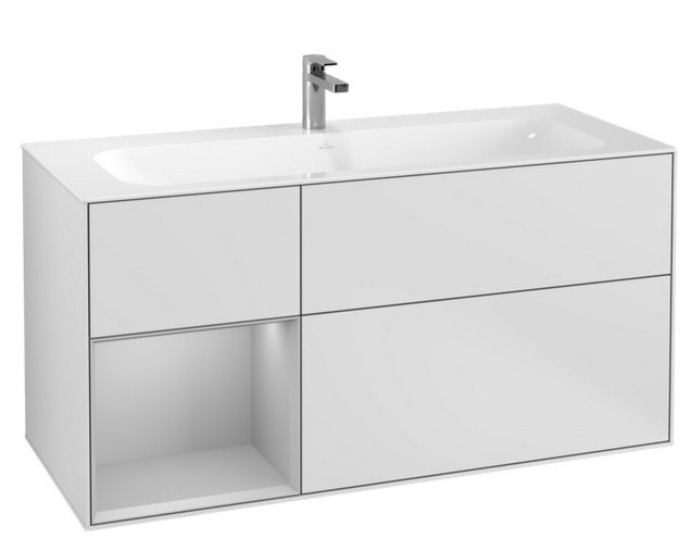 Тумба под раковину Villeroy & Boch Finion 119,6х49,8 см с подсветкой МДФ белый матовый лак/светло-серый матовый лак F060GJMT