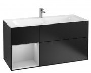 Тумба под раковину Villeroy & Boch Finion 119,6х49,8 см с подсветкой МДФ черный матовый лак/светло-серый матовый лак F060GJPD