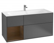 Тумба под раковину Villeroy & Boch Finion 119,6х49,8 см с подсветкой МДФ антрацит матовый лак/шпон грецкого ореха F060GNGK