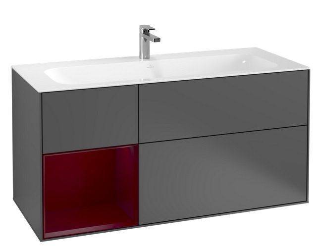 Тумба под раковину Villeroy & Boch Finion 119,6х49,8 см с подсветкой МДФ антрацит матовый лак/пион матовый лак F060HBGK