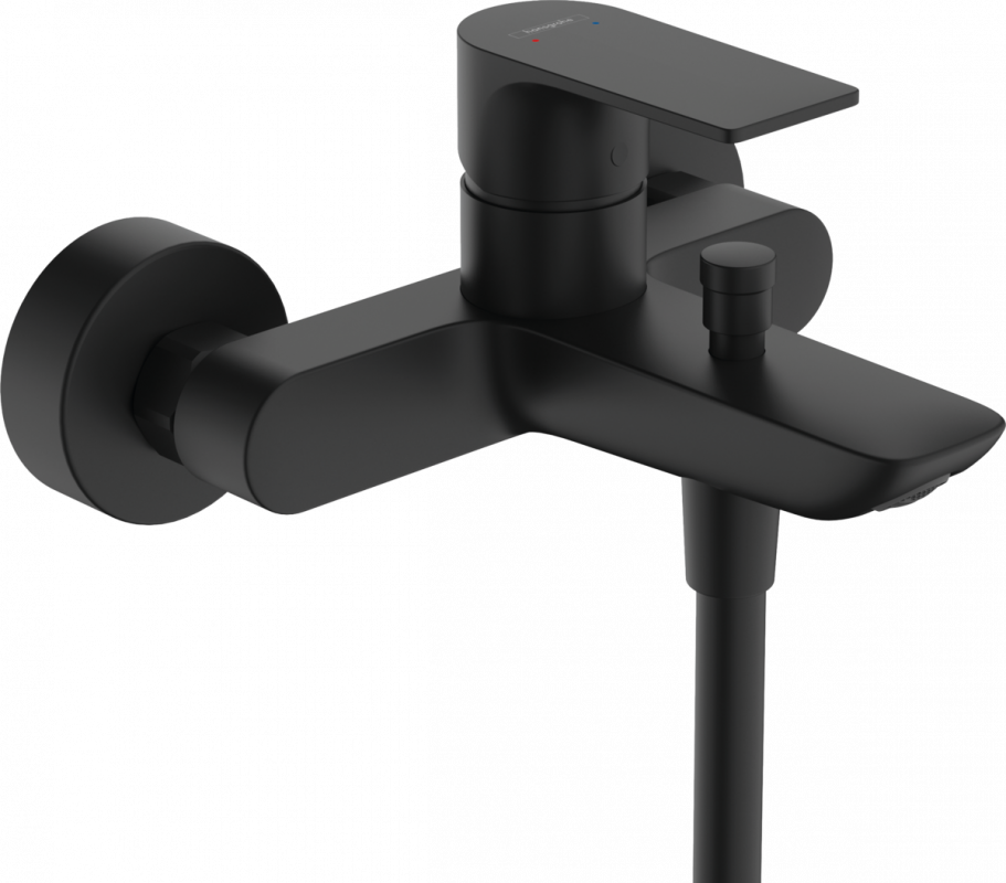 Смеситель для ванной Hansgrohe Rebris E на 2 потребителя настенный однорычажный черный матовый 72450670