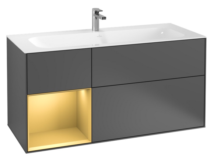 Тумба під раковину Villeroy & Boch Finion 119,6х49,8 см з підсвічуванням МДФ антрацит матовий лак/золотий матовий лак F060HFGK