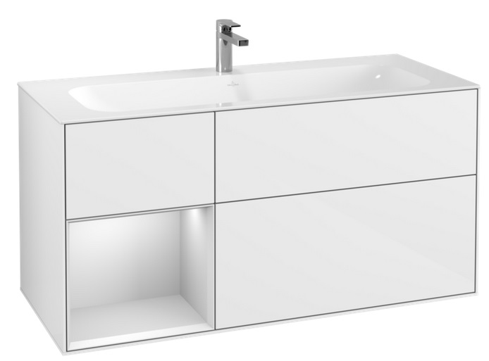 Тумба под раковину Villeroy & Boch Finion 119,6х49,8 см с подсветкой МДФ глянцевый белый лак/белый матовый лак F060MTGF