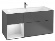 Тумба под раковину Villeroy & Boch Finion 119,6х49,8 см с подсветкой МДФ антрацит матовый лак/белый матовый лак F060MTGK