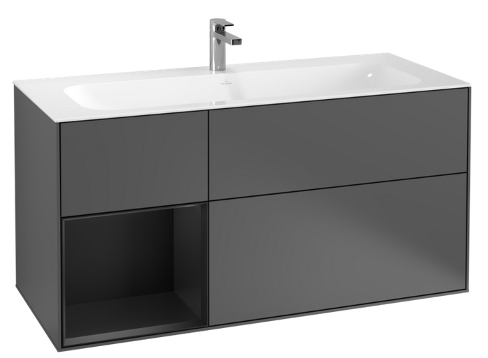 Тумба под раковину Villeroy & Boch Finion 119,6х49,8 см с подсветкой МДФ антрацит матовый лак/черный матовый лак F060PDGK