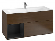 Тумба под раковину Villeroy & Boch Finion 119,6х49,8 см с подсветкой ДСП шпон грецкого ореха/черный матовый лак F060PDGN