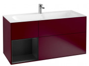 Тумба под раковину Villeroy & Boch Finion 119,6х49,8 см с подсветкой МДФ пион матовый лак/черный матовый лак F060PDHB