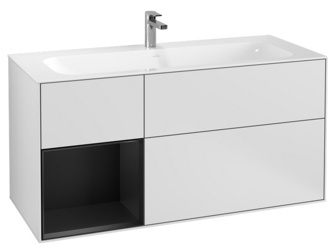 Тумба під раковину Villeroy & Boch Finion 119,6х49,8 см із підсвічуванням МДФ білий матовий лак/чорний матовий лак F060PDMT