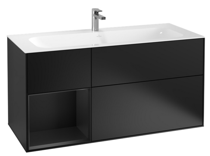 Тумба под раковину Villeroy & Boch Finion 119,6х49,8 см с подсветкой МДФ черный матовый лак F060PDPD
