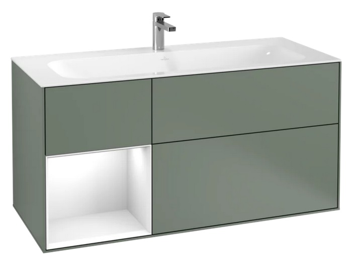 Тумба под раковину Villeroy & Boch Finion 119,6х49,8 см с подсветкой МДФ оливковый матовый лак/глянцевый белый лак F060GFGM