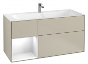 Тумба под раковину Villeroy & Boch Finion 119,6х49,8 см с подсветкой МДФ песок матовый лак/глянцевый белый лак F060GFHH