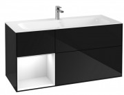 Тумба под раковину Villeroy & Boch Finion 119,6х49,8 см с подсветкой МДФ глянцевый черный лак/глянцевый белый лак F060GFPH