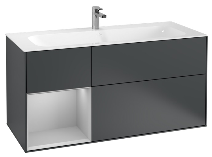 Тумба под раковину Villeroy & Boch Finion 119,6х49,8 см с подсветкой МДФ темно-синий матовый лак/светло-серый матовый лак F060GJHG