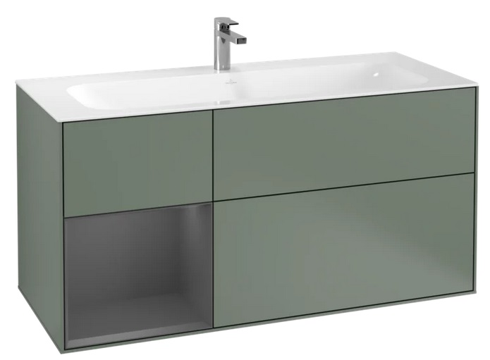 Тумба под раковину Villeroy & Boch Finion 119,6х49,8 см с подсветкой МДФ оливковый матовый лак/антрацит матовый лак F060GKGM