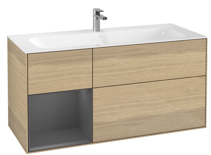 Тумба под раковину Villeroy & Boch Finion 119,6х49,8 см с подсветкой ДСП шпон дуба/антрацит матовый лак F060GKPC