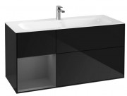 Тумба под раковину Villeroy & Boch Finion 119,6х49,8 см с подсветкой МДФ глянцевый черный лак/антрацит матовый лак F060GKPH