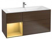 Тумба под раковину Villeroy & Boch Finion 119,6х49,8 см с подсветкой ДСП шпон грецкого ореха/золотой матовый лак F060HFGN