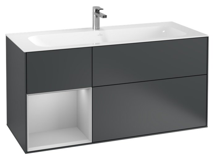 Тумба под раковину Villeroy & Boch Finion 119,6х49,8 см с подсветкой МДФ темно-синий матовый лак/светло-серый матовый лак F060GJHG