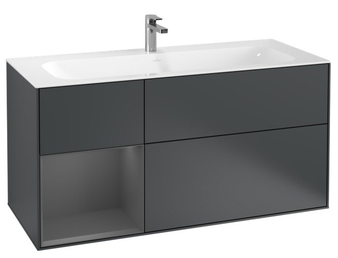 Тумба под раковину Villeroy & Boch Finion 119,6х49,8 см с подсветкой МДФ темно-синий матовый лак/антрацит матовый лак F060GKHG
