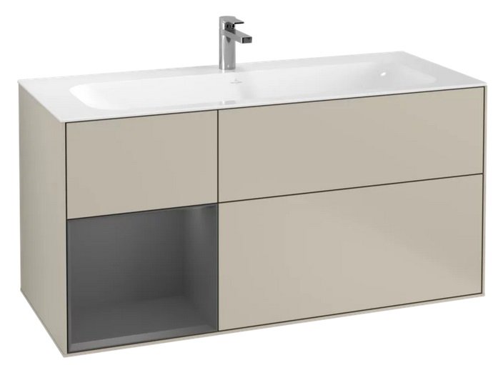 Тумба під раковину Villeroy & Boch Finion 119,6х49,8 см із підсвічуванням МДФ пісок матовий лак/антрацит матовий лак F060GKHH