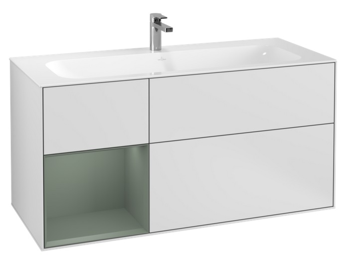 Тумба під раковину Villeroy & Boch Finion 119,6х49,8 см із підсвічуванням МДФ білий матовий лак/оливковий матовий лак F060GMMT