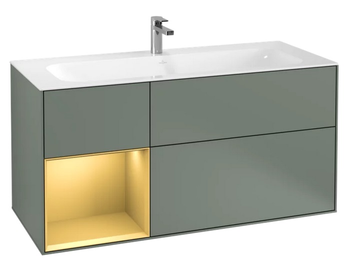 Тумба под раковину Villeroy & Boch Finion 119,6х49,8 см с подсветкой МДФ оливковый матовый лак/золотой матовый лак F060HFGM