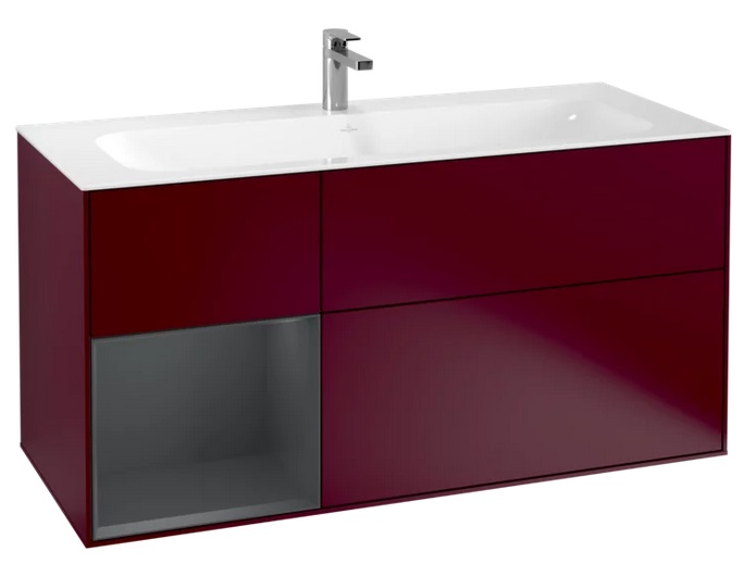 Тумба под раковину Villeroy & Boch Finion 119,6х49,8 см с подсветкой МДФ пион матовый лак/темно-синий матовый лак F060HGHB