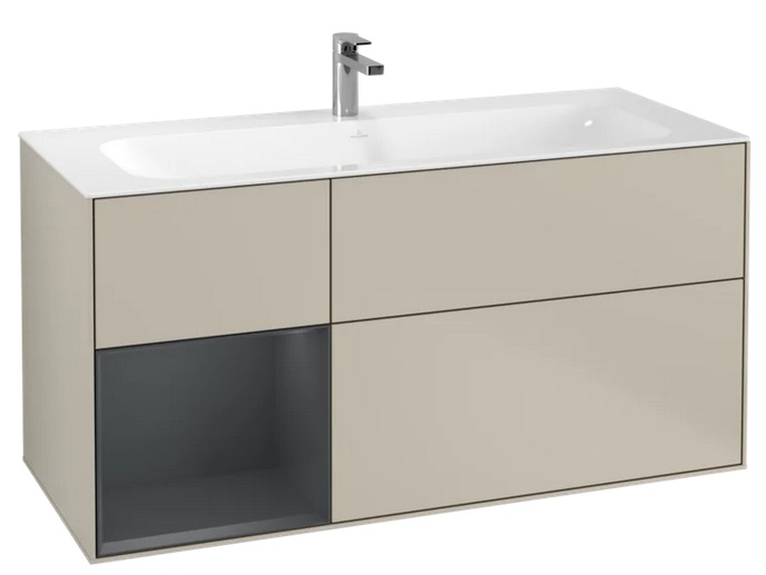 Тумба под раковину Villeroy & Boch Finion 119,6х49,8 см с подсветкой МДФ песок матовый лак/темно-синий матовый лак F060HGHH