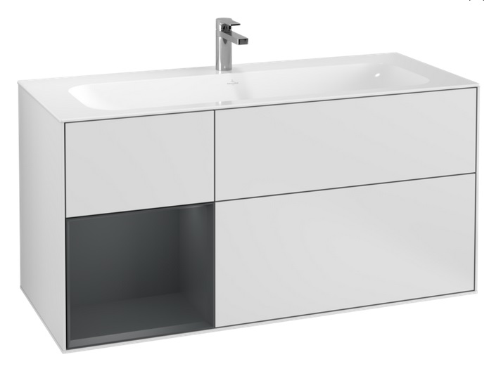 Тумба под раковину Villeroy & Boch Finion 119,6х49,8 см с подсветкой МДФ белый матовый лак/темно-синий матовый лак F060HGMT