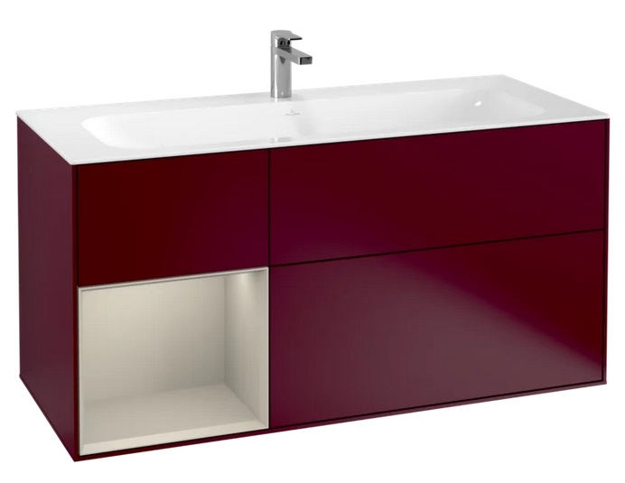 Тумба під раковину Villeroy & Boch Finion 119,6х49,8 см з підсвічуванням МДФ півонія матовий лак/пісок матовий лак F060HHHB