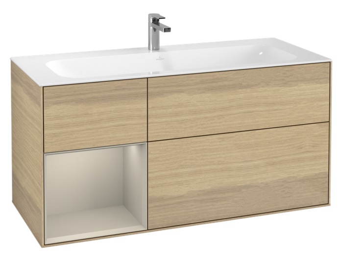 Тумба под раковину Villeroy & Boch Finion 119,6х49,8 см с подсветкой ДСП шпон дуба/песок матовый лак F060HHPC