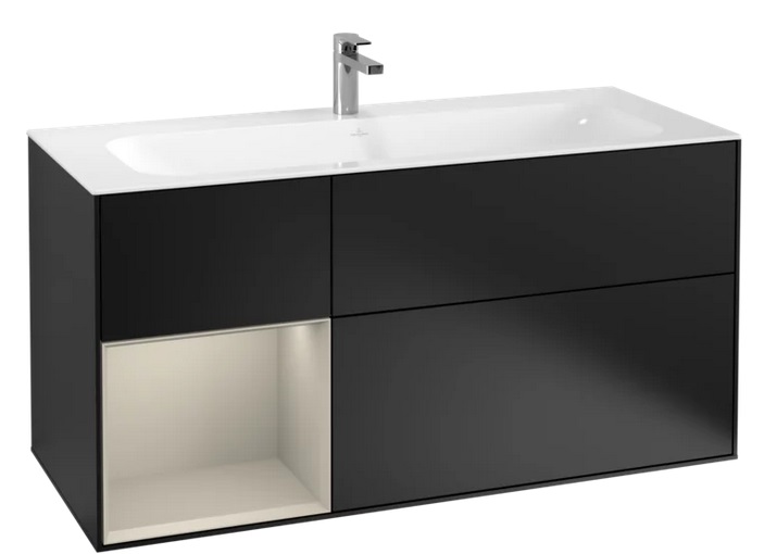 Тумба под раковину Villeroy & Boch Finion 119,6х49,8 см с подсветкой МДФ черный матовый лак/песок матовый лак F060HHPD
