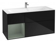 Тумба під раковину Villeroy & Boch Finion 119,6х49,8 см із підсвічуванням МДФ глянсовий чорний лак/оливковий матовий лак F060GMPH