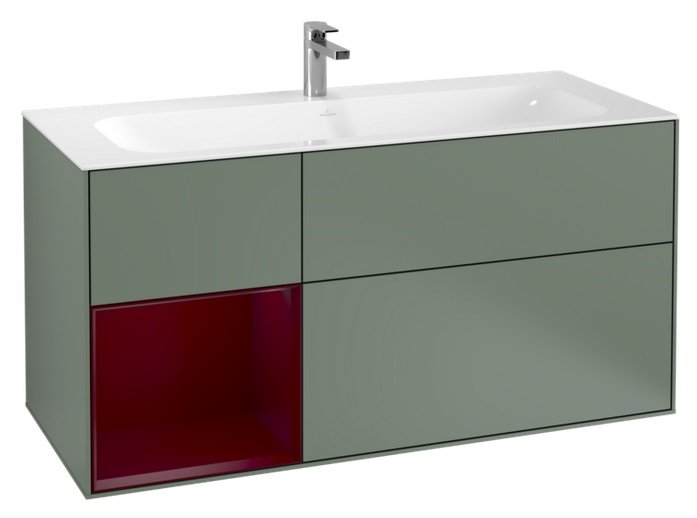 Тумба під раковину Villeroy & Boch Finion 119,6х49,8 см з підсвічуванням МДФ оливковий матовий лак/півон матовий лак F060HBGM