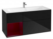 Тумба под раковину Villeroy & Boch Finion 119,6х49,8 см с подсветкой МДФ глянцевый черный лак/пион матовый лак F060HBPH