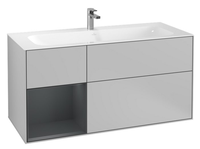 Тумба під раковину Villeroy & Boch Finion 119,6 х49, 8 см з підсвічуванням МДФ світло-сірий матовий лак/темно-синій матовий лак F060HGGJ