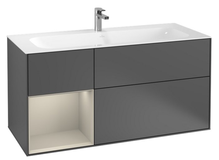 Тумба под раковину Villeroy & Boch Finion 119,6х49,8 см с подсветкой МДФ антрацит матовый лак/песок матовый лак F060HHGK