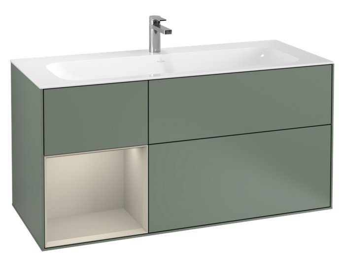 Тумба под раковину Villeroy & Boch Finion 119,6х49,8 см с подсветкой МДФ оливковый матовый лак/песок матовый лак F060HHGM