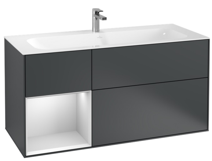 Тумба під раковину Villeroy & Boch Finion 119,6х49,8 см із підсвічуванням МДФ темно-синій матовий лак/білий матовий лак F060MTHG