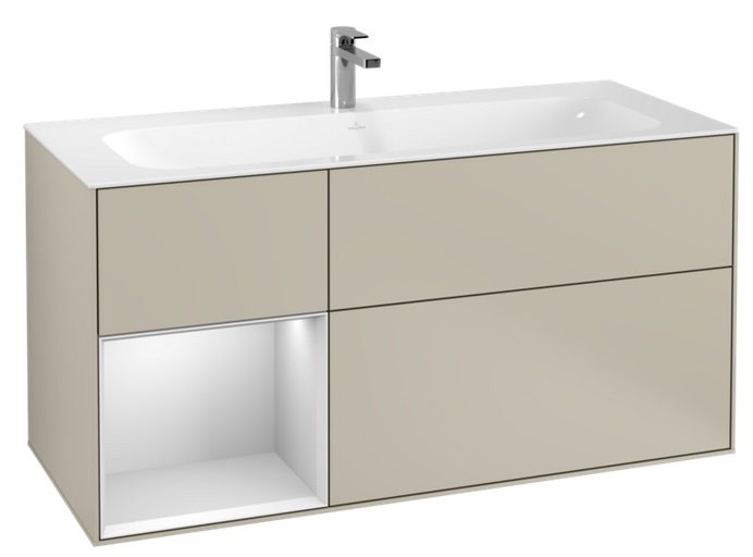 Тумба под раковину Villeroy & Boch Finion 119,6х49,8 см с подсветкой МДФ песок матовый лак/белый матовый лак F060MTHH