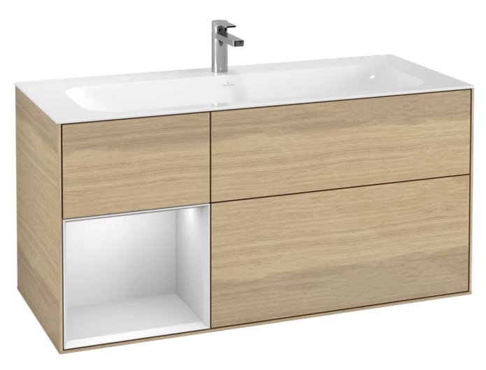Тумба під раковину Villeroy & Boch Finion 119,6х49,8 см з підсвічуванням ДСП шпон дуба/білий матовий лак F060MTPC