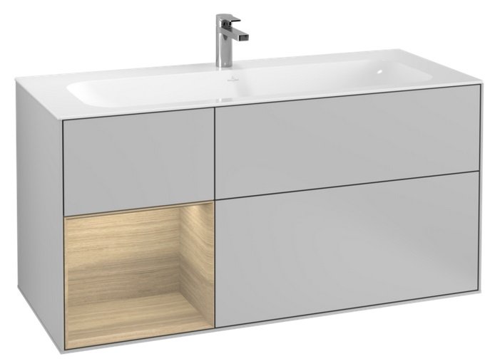 Тумба под раковину Villeroy & Boch Finion 119,6х49,8 см с подсветкой МДФ светло-серый матовый лак/шпон дуба F060PCGJ