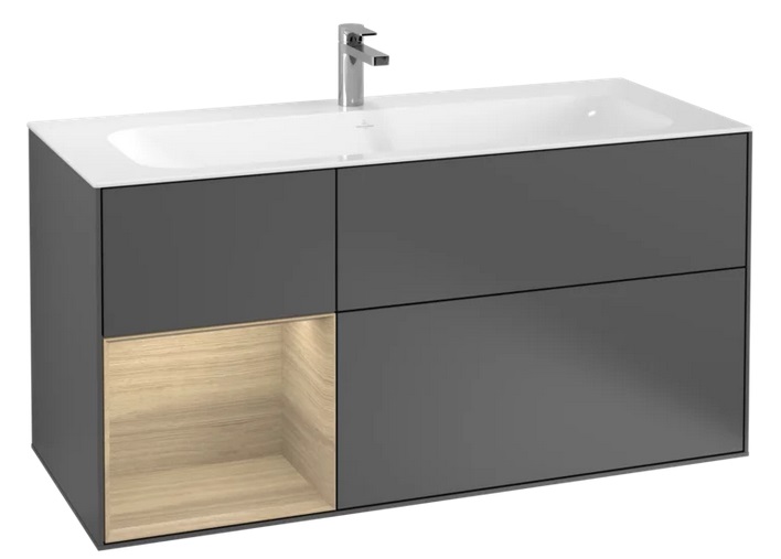 Тумба під раковину Villeroy & Boch Finion 119,6х49,8 см з підсвічуванням МДФ антрацит матовий лак/шпон дуба F060PCGK